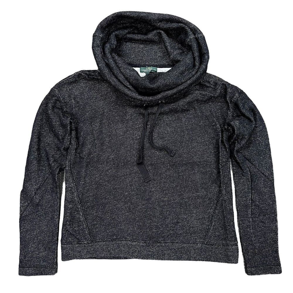 LRL Ralph Lauren Women's XS Cowl Neck Pullover Sweater Black Long Sleeve